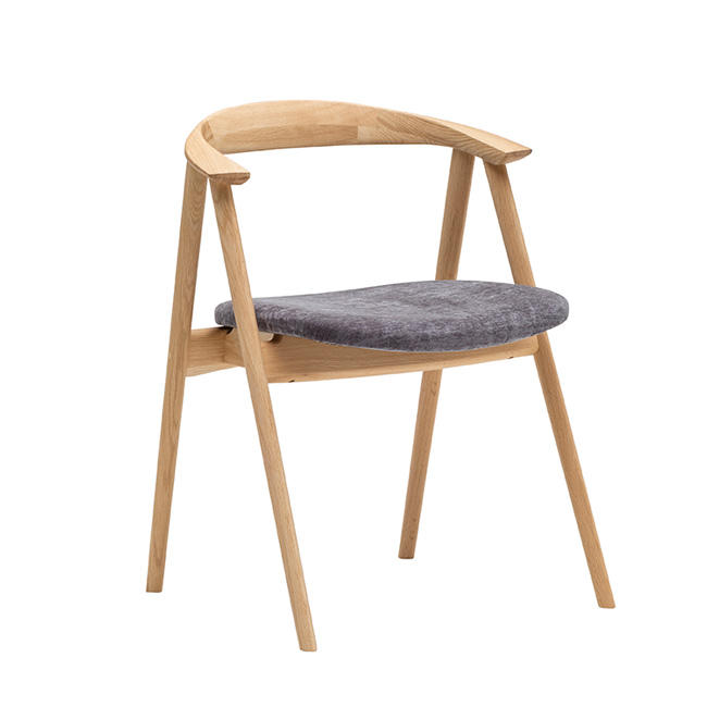 ショートアームチェア CW7601 ダークグレー ピュアオーク