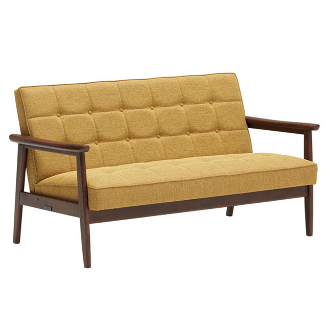 【カリモク60】Kチェア2シーター 幅133cm W36143 マスタードイエロー