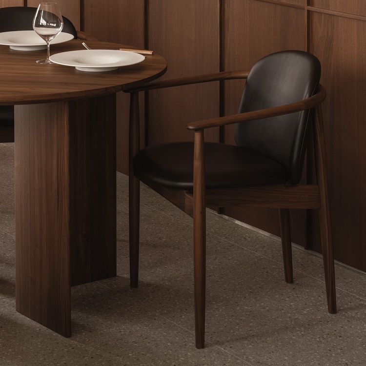 KARIMOKU CASE】A-DC05 Dining Chair Leabelle Chocolat Brown/Smoked Oak